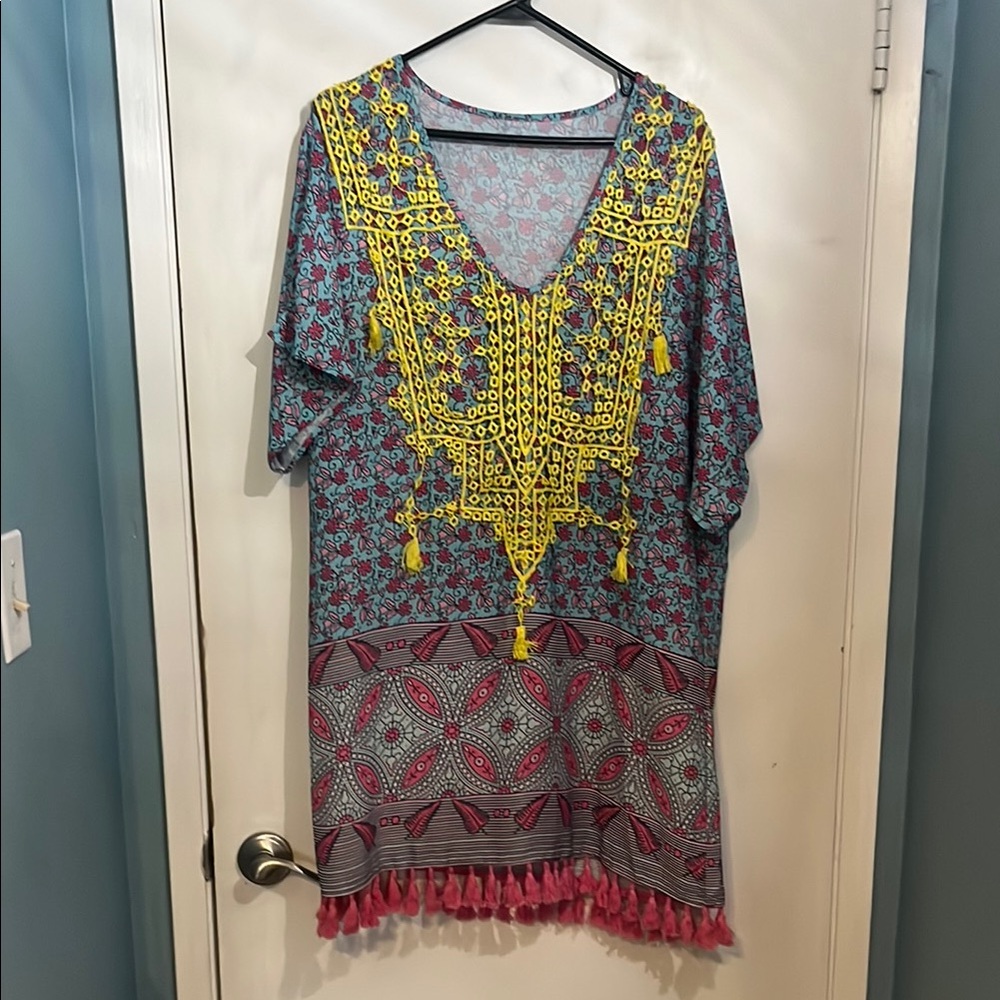 Colorful Bohemian Tunic Dress swim cover up